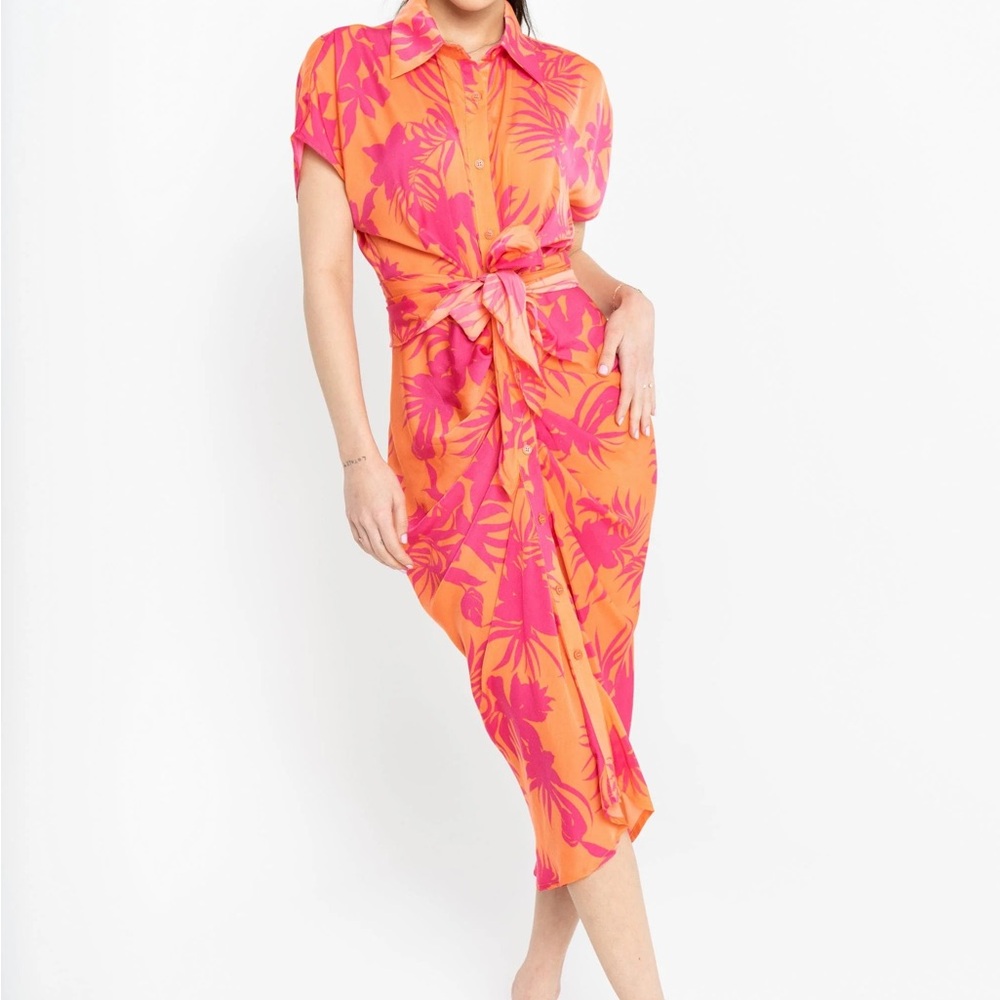 Bold Orange and Pink Floral Dress